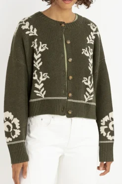 Women Rhythm Antique Floral Crop Cardigan