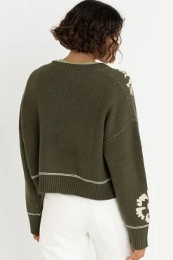 Women Rhythm Antique Floral Crop Cardigan