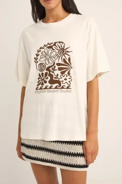 Women Rhythm Bloom Studio Oversized T-Shirt Vintage White