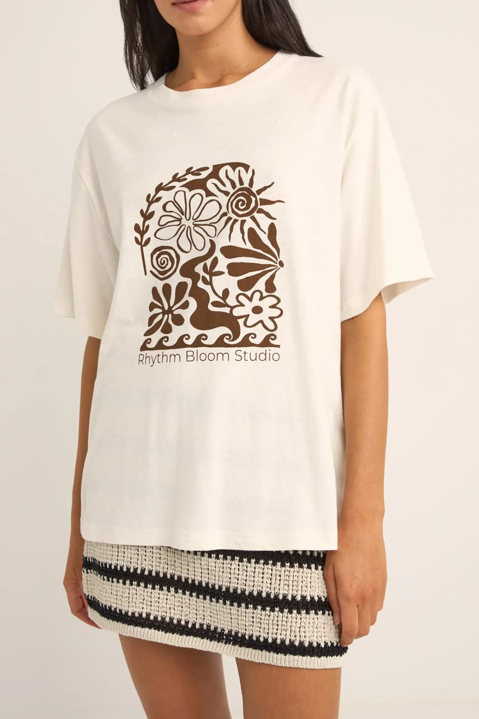Women Rhythm Bloom Studio Oversized T-Shirt Vintage White