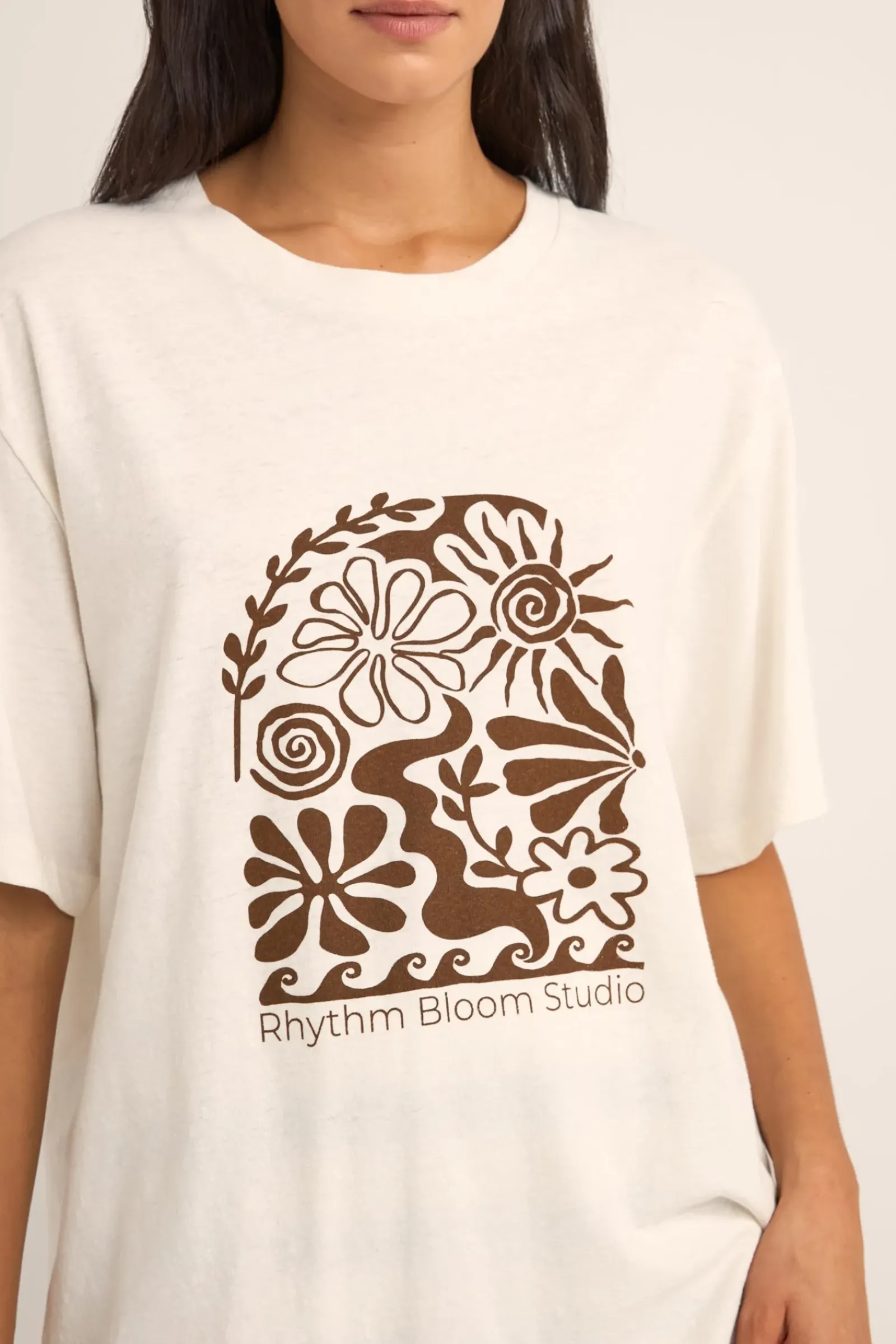 Women Rhythm Bloom Studio Oversized T-Shirt Vintage White