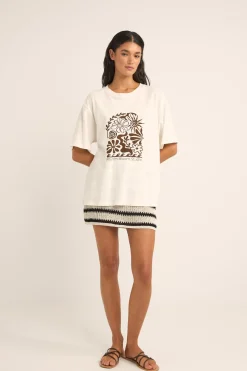 Women Rhythm Bloom Studio Oversized T-Shirt Vintage White