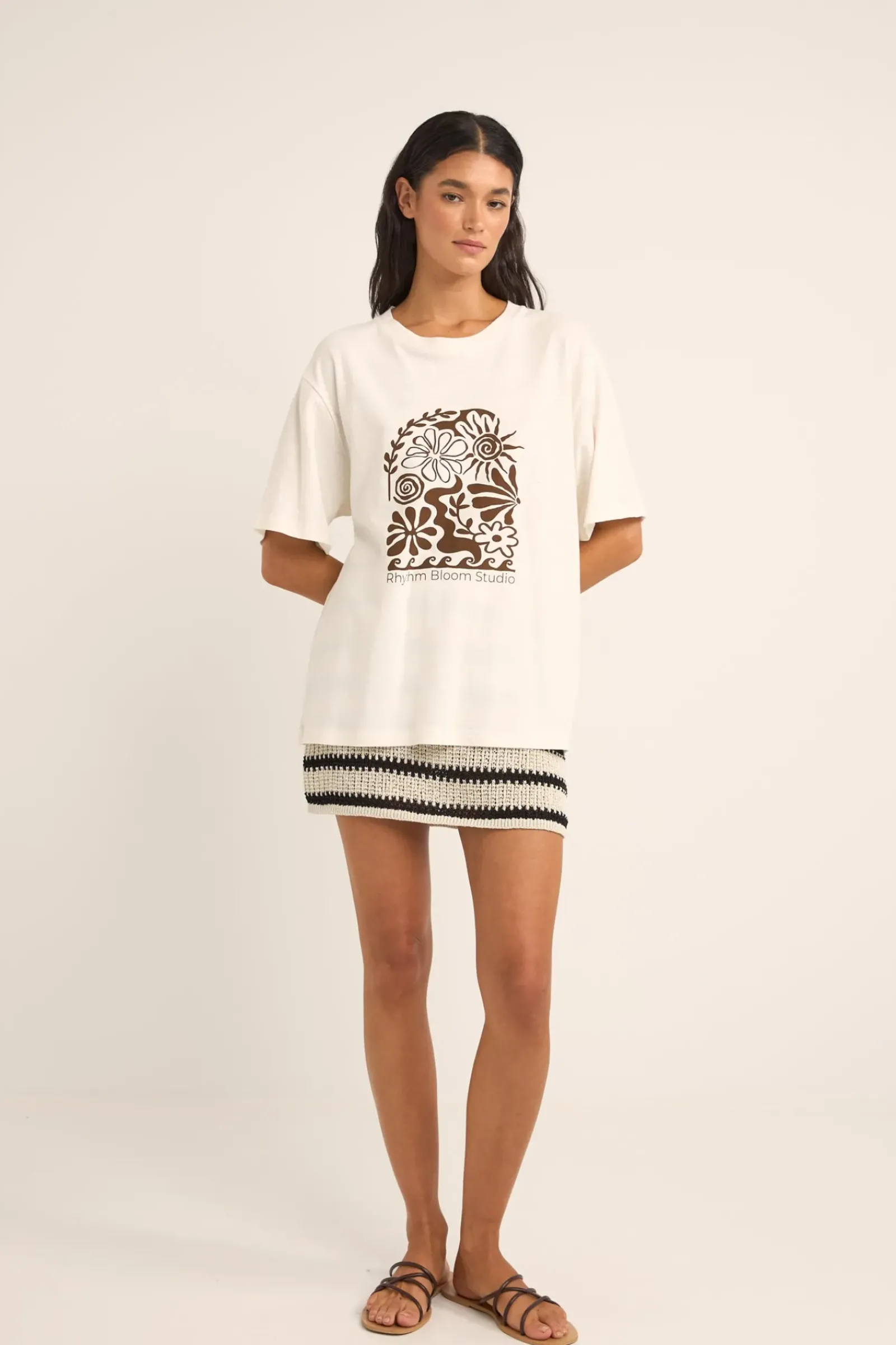 Women Rhythm Bloom Studio Oversized T-Shirt Vintage White