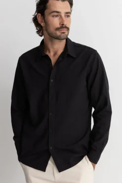 Rhythm Classic Linen Ls Shirt Vintage Black