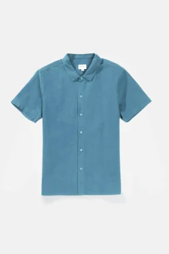 Rhythm Classic Linen Ss Shirt Mineral Blue