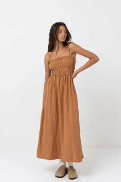 Women Rhythm Classic Shirred Midi Dress