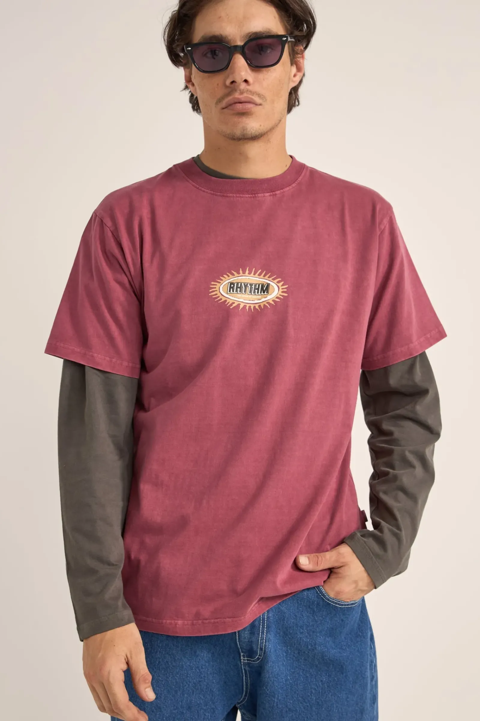 Rhythm Ellipse Sun SS T-Shirt Vintage Red