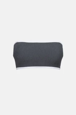 Women Rhythm Essential Rib Contrast Bandeau Top Graphite