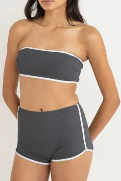 Women Rhythm Essential Rib Contrast Bandeau Top Graphite