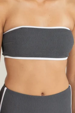 Women Rhythm Essential Rib Contrast Bandeau Top Graphite