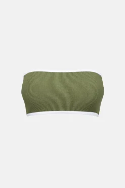 Women Rhythm Essential Rib Contrast Bandeau Top Olive