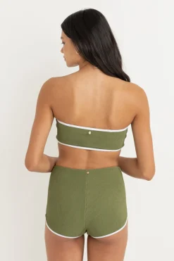 Women Rhythm Essential Rib Contrast Bandeau Top Olive