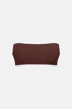 Women Rhythm Essential Rib Contrast Bandeau Top Cafe