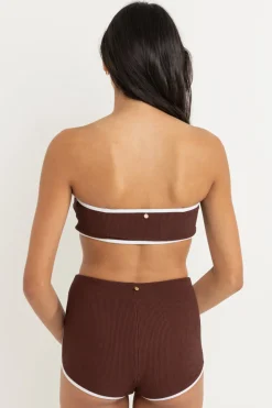 Women Rhythm Essential Rib Contrast Bandeau Top Cafe