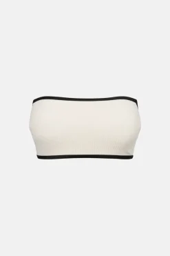 Women Rhythm Essential Rib Contrast Bandeau Top Creme