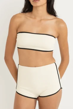 Women Rhythm Essential Rib Contrast Bandeau Top Creme