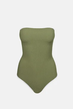 Women Rhythm Essential Rib Contrast One Piece Olive