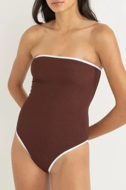 Women Rhythm Essential Rib Contrast One Piece Cafe