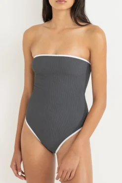 Women Rhythm Essential Rib Contrast One Piece Graphite