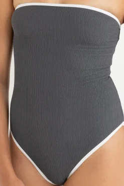 Women Rhythm Essential Rib Contrast One Piece Graphite