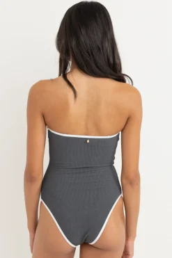 Women Rhythm Essential Rib Contrast One Piece Graphite