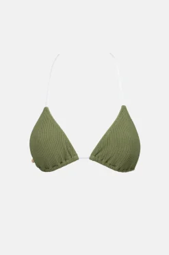 Women Rhythm Essential Rib Contrast Slide Tri Top Olive