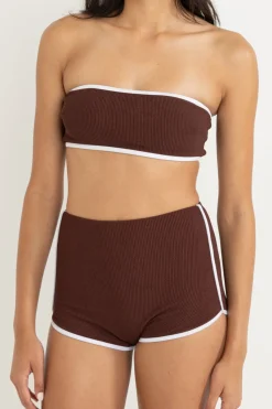 Women Rhythm Essential Rib Contrast Surf Short Cafe