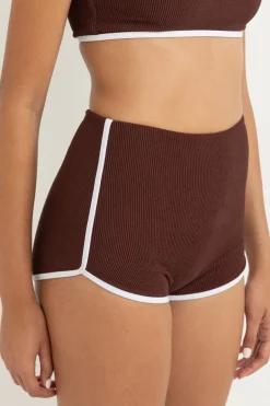 Women Rhythm Essential Rib Contrast Surf Short Cafe
