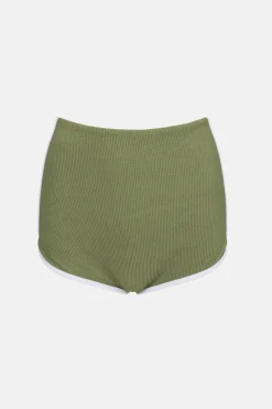 Women Rhythm Essential Rib Contrast Surf Short Olive