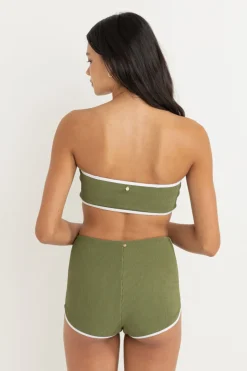 Women Rhythm Essential Rib Contrast Surf Short Olive