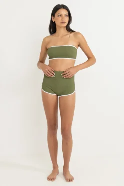 Women Rhythm Essential Rib Contrast Surf Short Olive