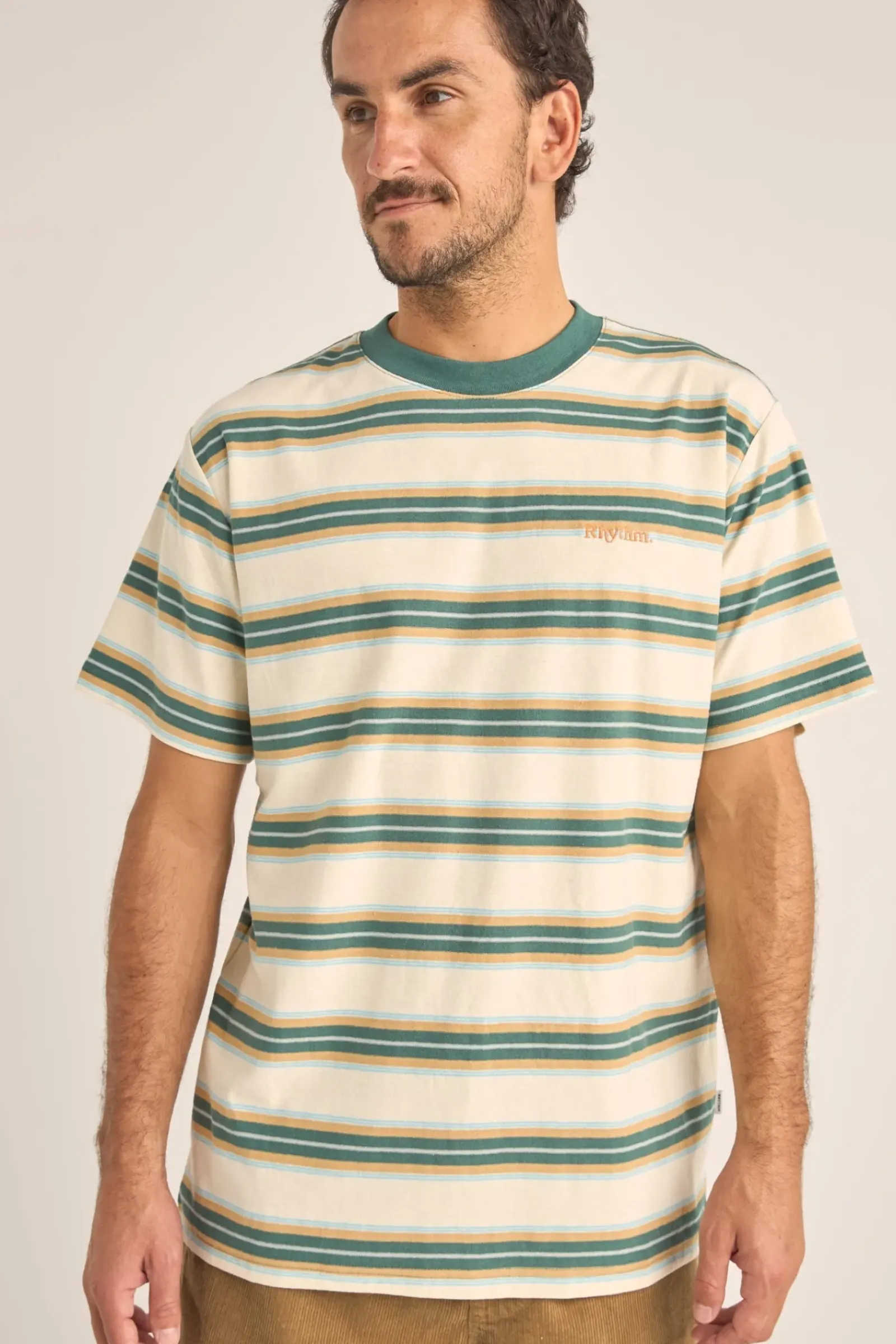 Rhythm Everyday Stripe SS T-Shirt Vintage Green