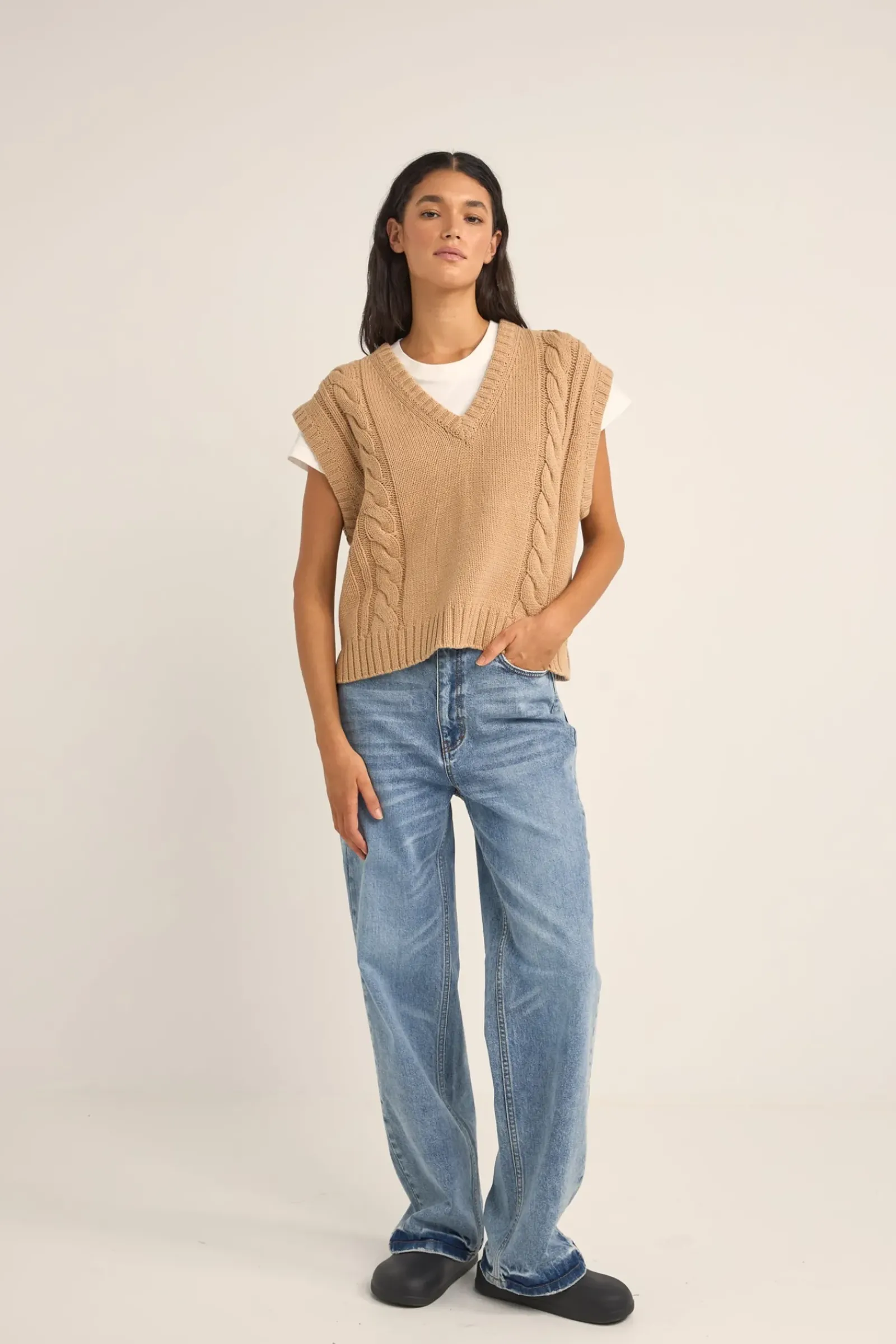 Women Rhythm Finley Cable Knit Vest