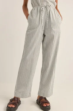 Women Rhythm Frankie Elastic Pant Navy Stripe