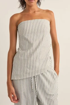 Women Rhythm Frankie Strapless Top Navy Stripe