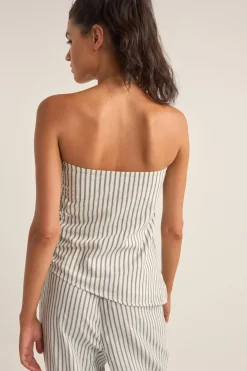 Women Rhythm Frankie Strapless Top Navy Stripe