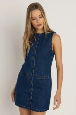 Women Rhythm Gia Denim Dress Blue Wash