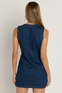 Women Rhythm Gia Denim Dress Blue Wash