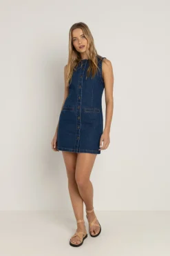 Women Rhythm Gia Denim Dress Blue Wash