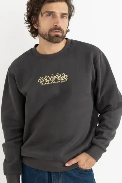 Rhythm Markings Fleece Crew Stone Blue