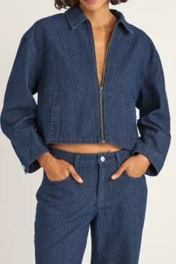 Women Rhythm Pinstripe Cropped Jacket