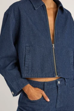 Women Rhythm Pinstripe Cropped Jacket