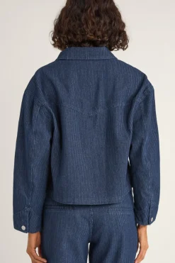 Women Rhythm Pinstripe Cropped Jacket