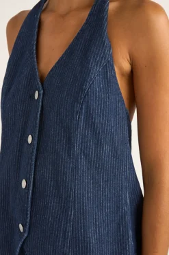Women Rhythm Pinstripe Halter Vest