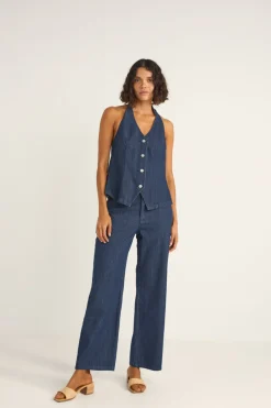 Women Rhythm Pinstripe Halter Vest