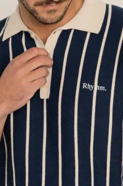 Rhythm Striped Knit Ss Polo