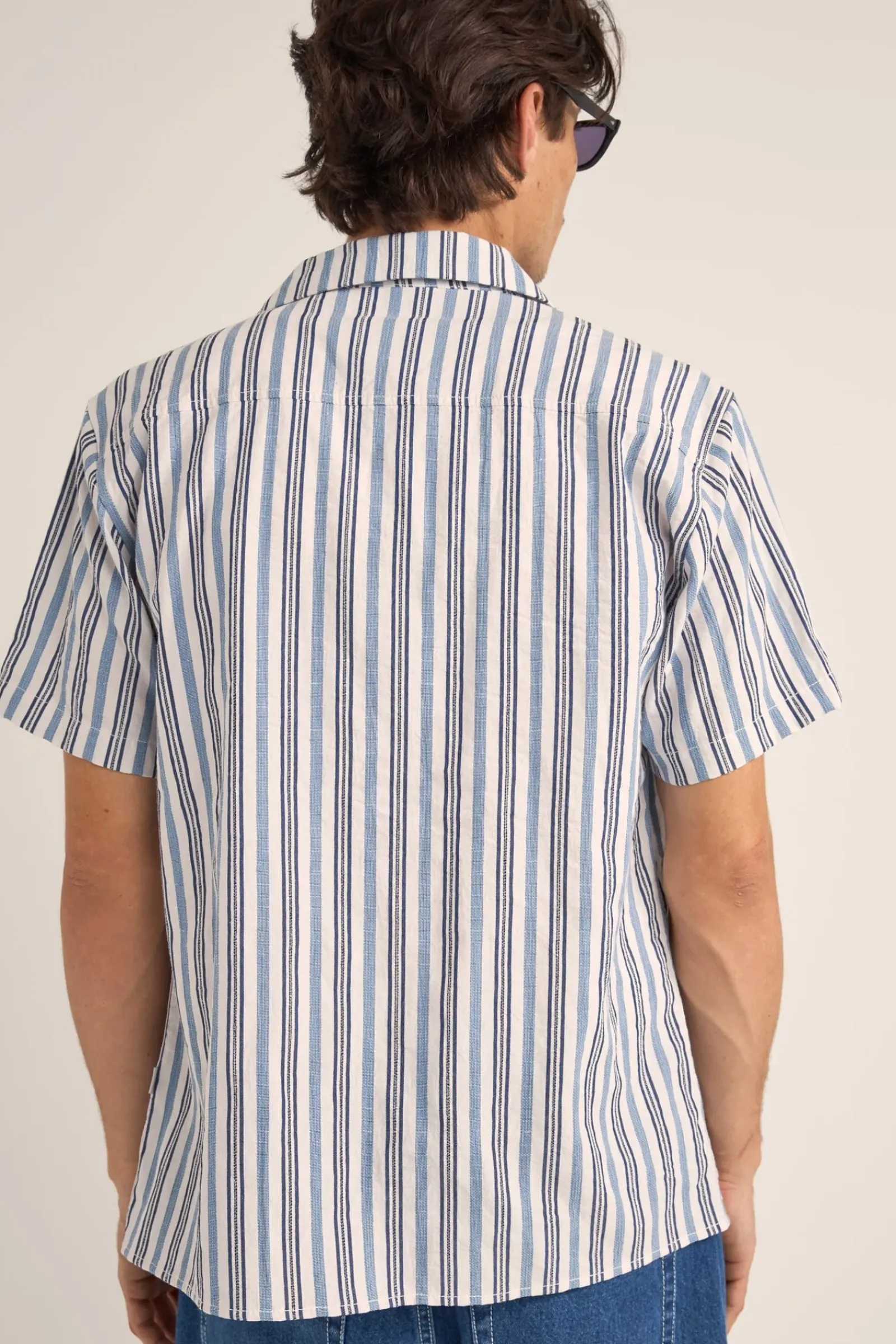 Rhythm Vacation Stripe Ss Shirt Blue