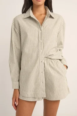 Women Rhythm Valley Stripe Oversized Shirt Ivy