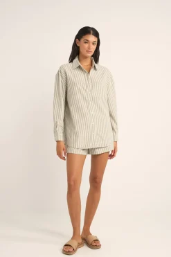 Women Rhythm Valley Stripe Oversized Shirt Ivy