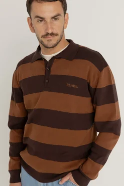 Rhythm Ventura Stripe Knit Ls Polo